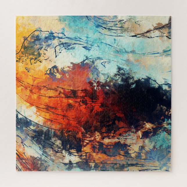 Puzzle Oeuvre colorée Abstraite contemporaine (Vertical)