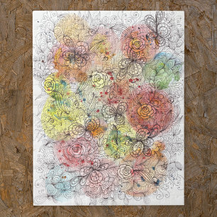 Puzzle OEuvre d'aquarelle Ombre et de griffes florales d'