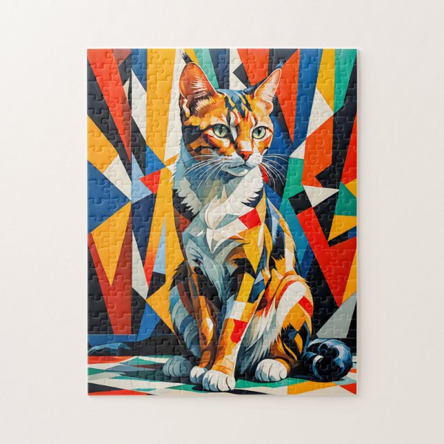 Puzzle Œuvre d'art abstraite de chat audacieuse (Vertical)