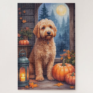 Puzzle Œuvre d'art Halloween Cabane Cosy pour Bernedoodle