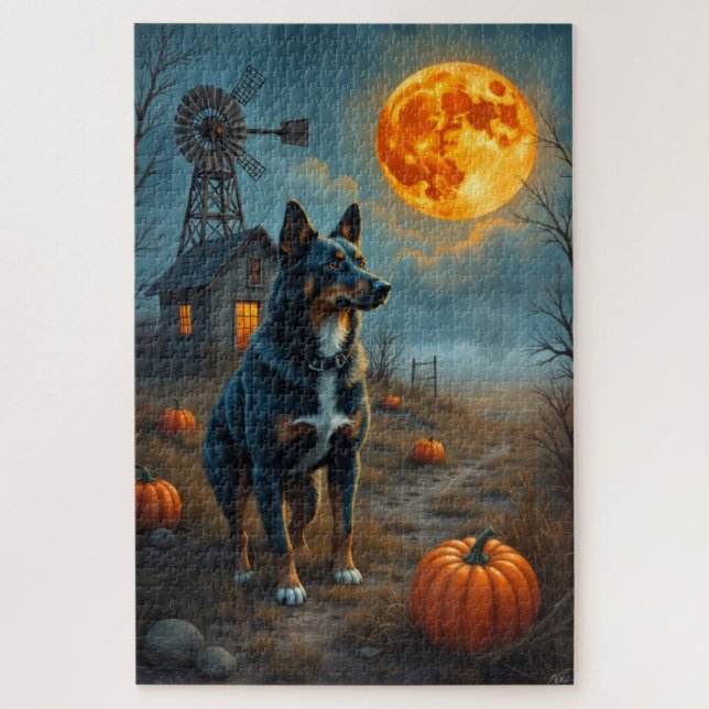 Puzzle Œuvre d'art Halloween de la ferme hantée de Blue H (Vertical)