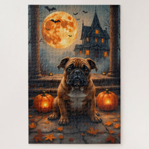 Puzzle Œuvre d'art Halloween Porche Hanté Bulldog