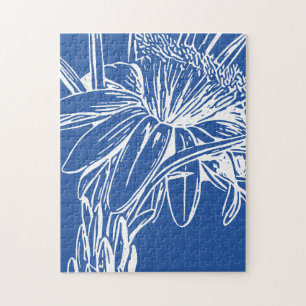 Puzzle OEuvre d'art moderne Bleu Botanique Florale