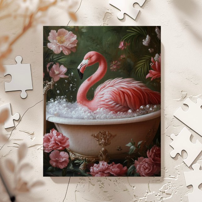 Puzzle Œuvre d'art murale florale tropicale de flamant ro (Créateur téléchargé)