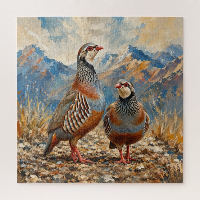 Puzzle Œuvre d'art représentant un couple de perdrix chuk (Vertical)