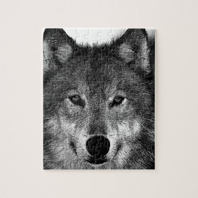 Puzzle OEuvre de Loup noir et blanc (Vertical)
