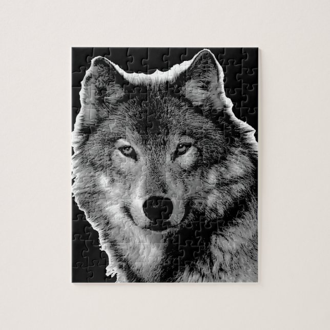 Puzzle Oeuvre de Loup noir et blanc (Vertical)