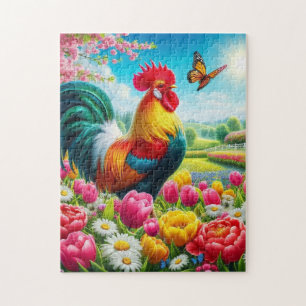 Puzzle OEuvre florale/de printemps/de poulet