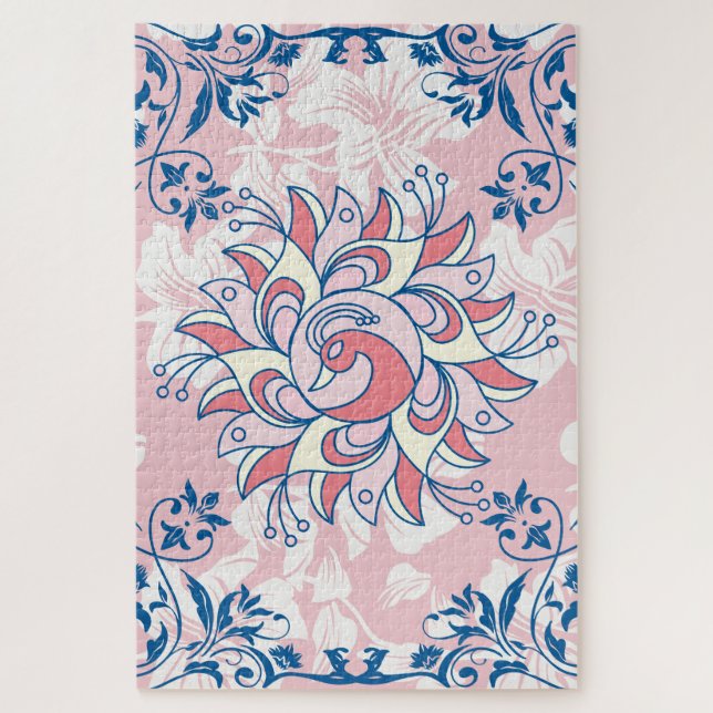 Puzzle Oeuvre florale rose Rangoli (Vertical)