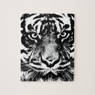 Puzzle OEuvre oculaire noir blanc Sumatra Bornéo Tiger