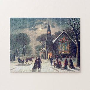 Puzzle Office de la veille de Noël J Hoover et Fils 1878