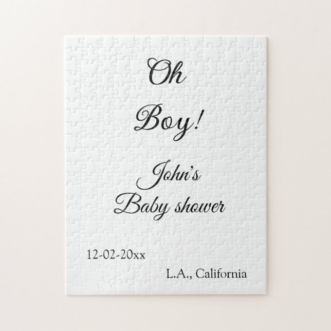 Puzzle oh garçon fille baby shower ajouter nom date année (Vertical)