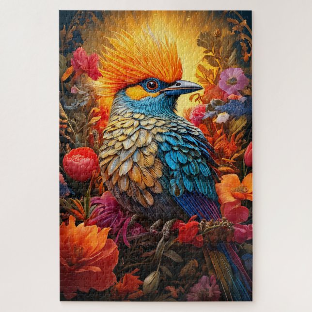 Puzzle Oiseau Bleu de Nature Fantaisiste N° 2 (Vertical)
