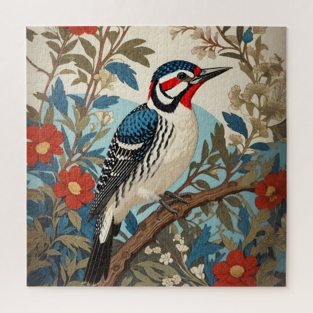 Puzzle Oiseau Bleu Et Pic Rouge Inspiré Par La Nature (Vertical)