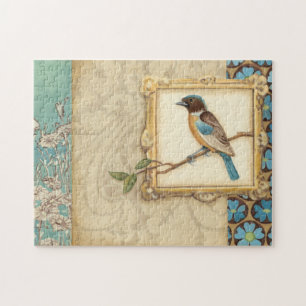 Puzzle Oiseau Brown et bleu sur une branche