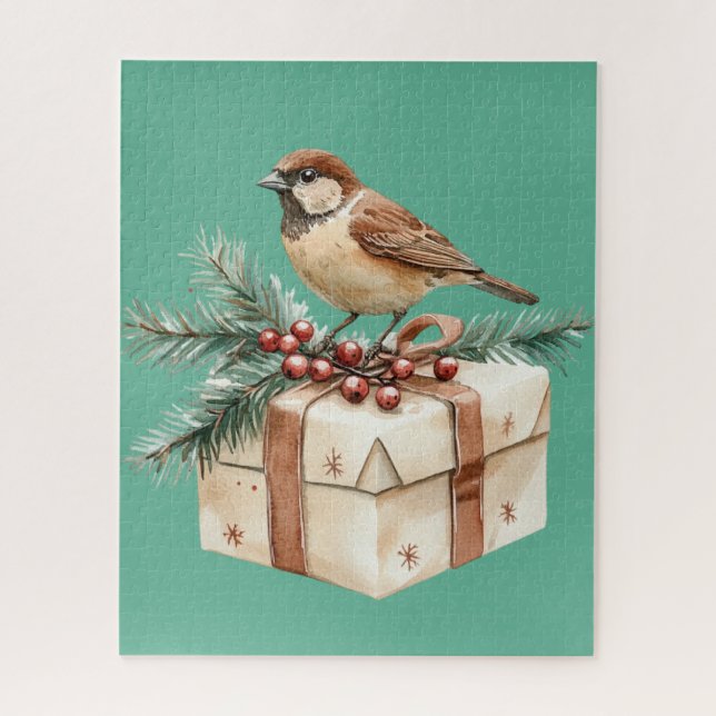 Puzzle Oiseau cadeau de Noël (Vertical)