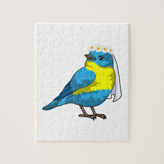 Puzzle Oiseau comme mariée avec couronne de fleurs (Vertical)