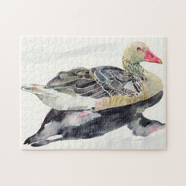 Puzzle Oiseau d'aquarelle d'aspiration de main, canard (Horizontal)