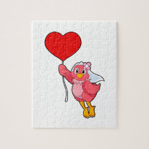Puzzle Oiseau en fiancée avec voile et ballon en forme de