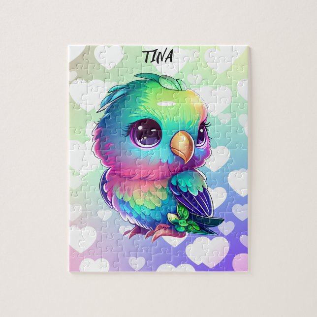 PUZZLE OISEAU ET COEURS EN COURS (Vertical)