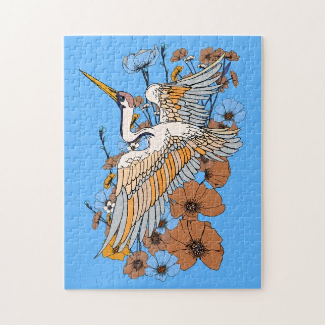 Puzzle Oiseau japonais de manga Crane (Vertical)