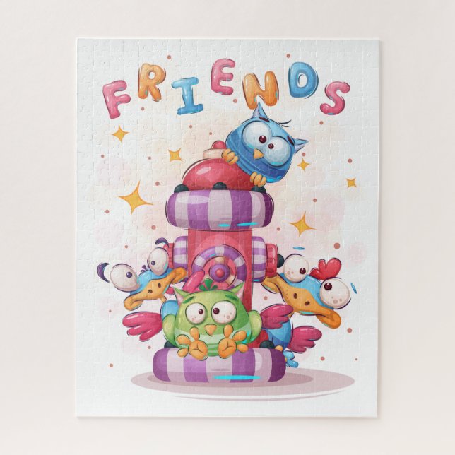 Puzzle Oiseau mignon des amis (Vertical)