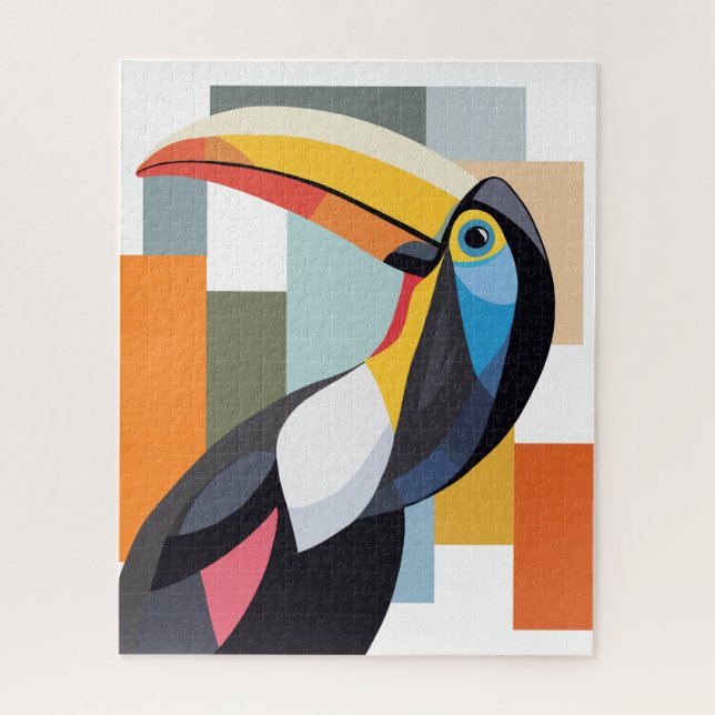 Puzzle Oiseau Toucan aux couleurs géométriques (Vertical)