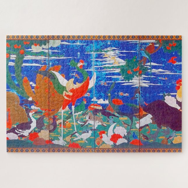 Puzzle Oiseaux, animaux et Plantes floraux (à gauche) Jak (Horizontal)