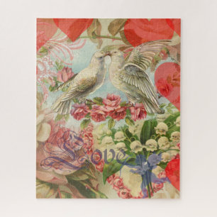 Puzzle Oiseaux de l'amour Vintage Antique Cœur