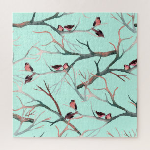 Puzzle Oiseaux d'hiver Branches de l'arbre Aquarelle