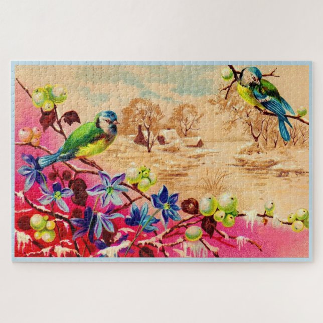 Puzzle oiseaux et baies (Horizontal)