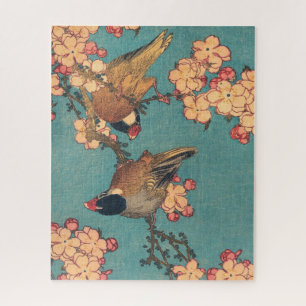 Puzzle Oiseaux et fleurs d'art japonais floral rose
