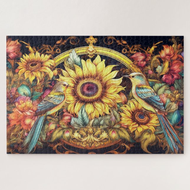 Puzzle Oiseaux et Tournesols (Horizontal)