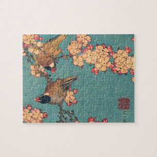 Puzzle Oiseaux Fleurs Hokusai Art Japonais