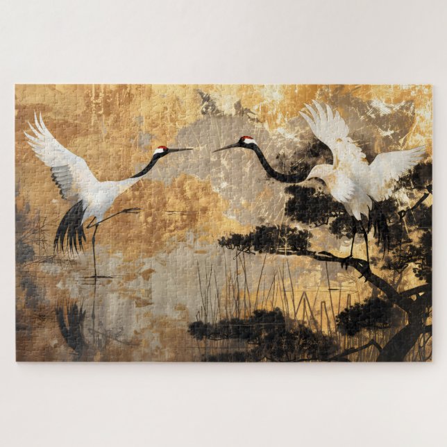 Puzzle Oiseaux japonais de grues (Horizontal)