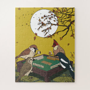 Puzzle Oiseaux Mahjong jouant au jeu 