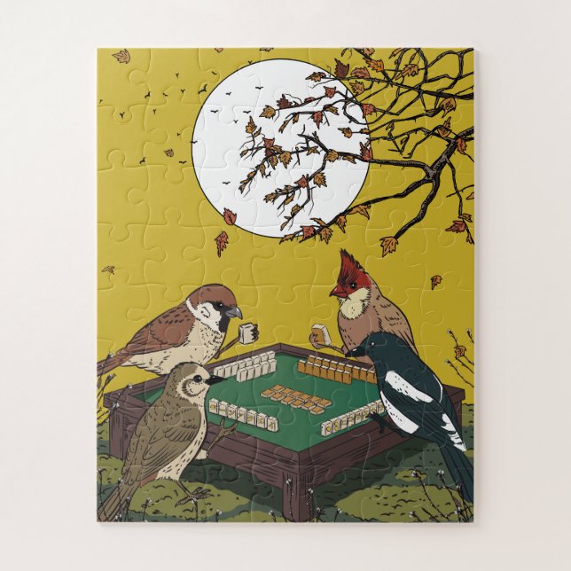 Puzzle Oiseaux Mahjong jouant au jeu  (Vertical)