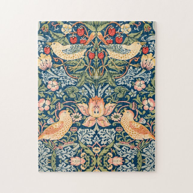 Puzzle Oiseaux mignons, Art vintage de voleur de fraises (Vertical)