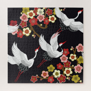 Puzzle Oiseaux volants : Heron de grue japonais.