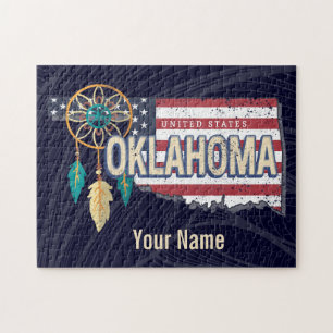 Puzzle Oklahoma États-Unis Carte Retro Vintage USA