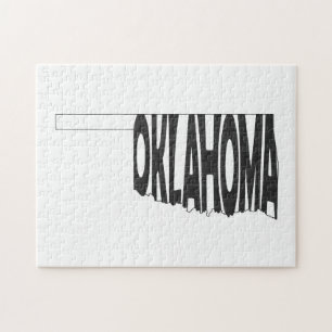 Puzzle Oklahoma Nom de l'État Mot Art Noir