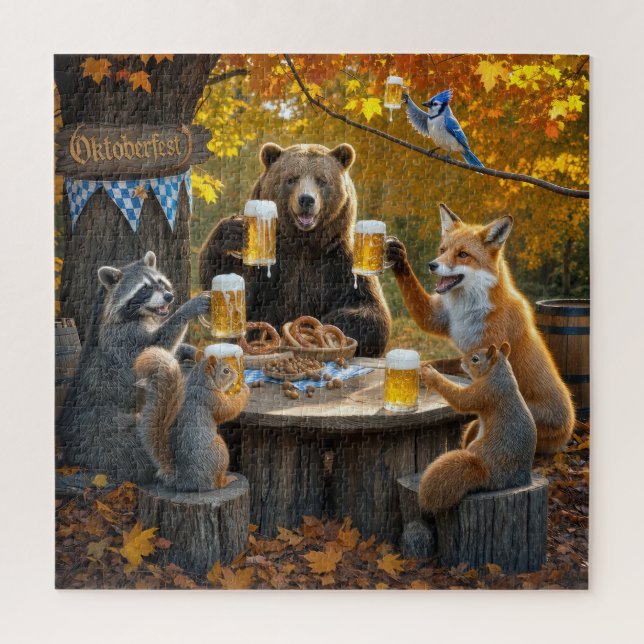 Puzzle Oktoberfest dans la forêt avec la faune (Vertical)