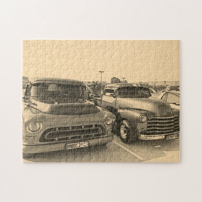 Puzzle Old Classic Trucks Cars Car Sketch (Horizontal)
