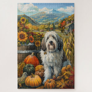 Puzzle Old English Sheepdog Automne Harvest Thankgiving
