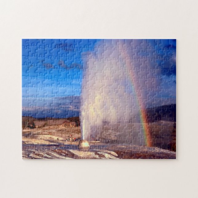 Puzzle Old Faithful Gyser Yellowstone. (Horizontal)