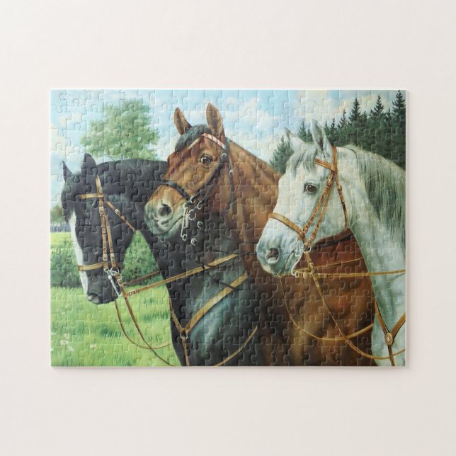 Puzzle Old German Horse Oil Painting Portrait from 1924 (Horizontal)