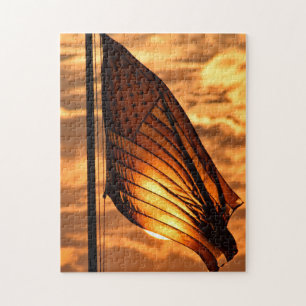 Puzzle Old Glory dans le coucher du soleil - 11x14 - 252