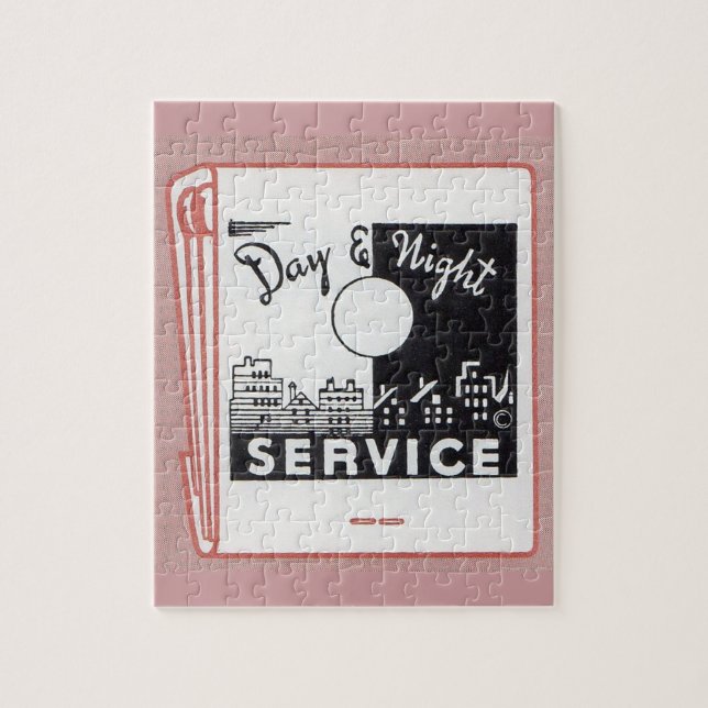 Puzzle old matchbook cover Day & Night Service (Vertical)