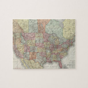 Puzzle Old road map of the united states of america.