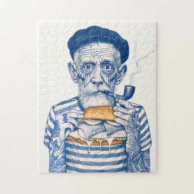 Puzzle Old Sailor Eating Sandwich (Vertical)